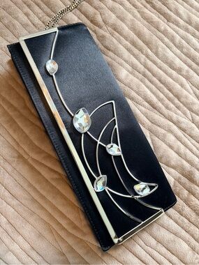 Swarovski Black Evening Necklace with Clear Crystal Accents